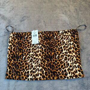 Buckle Leopard Print Tube Top Bandage Straps Brown Womens Large NWT